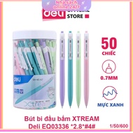 (1/5 Pcs) XTREAM EQ03336 0.7mm Press Tip Oil Ballpoint Pen – Blue Ink – Writes Smoothly, Dry Quickly