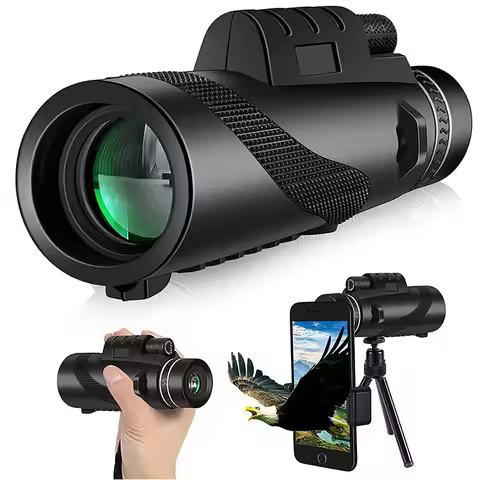 80X100 Hd Monocular Telescope 8000M Long Range Zoom Bak4 Prism Telescope with/without Tripod Phone C