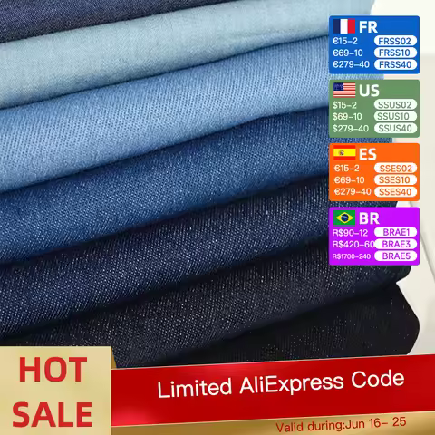 Thick Denim Fabric for DIY, 100% Cotton, Jeans, Washing Cloth, Jacket, Shirts, Dress, Thin, Patchwor