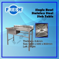 FRESH 4FT STAINLESS STEEL SINGLE SINK TABLE