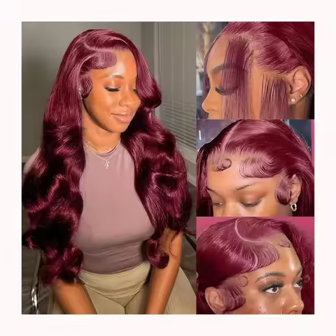 200% Body Wave Wig Burgundy 99J Lace Front Wig 13x4 13x6 HD Lace Frontal Wig Human Hair Pre Plucked 