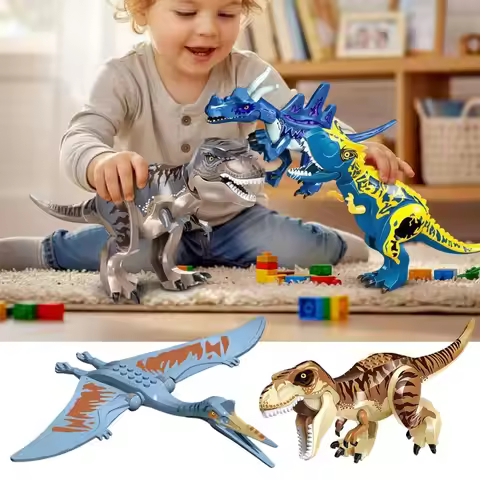 Mini Size Jurassic Dinosaur Building Brick Assemble Model Building Blocks Mini T-Rex Building Detail
