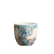 Dehua Tea Set Suet Jade Enamel Colorful Tea Cup Master Cup Tea Cup Rock Tea Tea Set Ceramic Tea Cup 