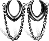 1 Pair Classic Saddle with Chain for Stretched Ears Hypoallergenic 316 Stainless Steel Ear cuff Tune