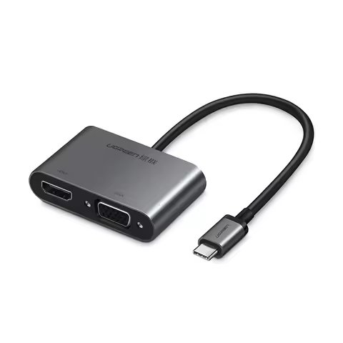 UGREEN 2 in 1 USB C Hub Type-C to HDMI-VGA Adapter with PD 4K- 1080P VGA Converter