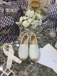 紫鑽🌟誠信商家🌟💜全新Dior 經典漁夫鞋 白色 皮革草編底 全新