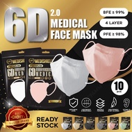 Medishield Mask Duckbill Mask 6D 2.0 Pro Max Upgraded Medical Series 10pcs Adult Mask Face Mask