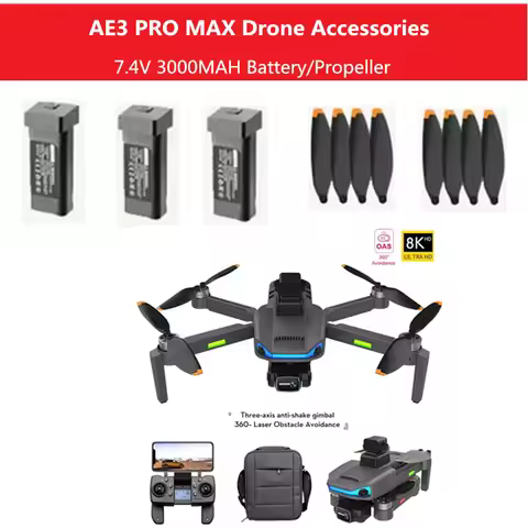 AE3 PRO MAX GPS RC Drone Parts 7.4V 3000MAH Battery/Propeller For AE3 PRO Drone Accessories AE3 MAX 