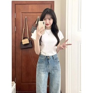 Women's trendy tight-fitting short-sleeved shirt