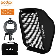 Godox 60CM 80CM Soft Box Ajustable Speedlight Softbox S2 Bracket Bowens Mount Kit Honeycomb Grid for