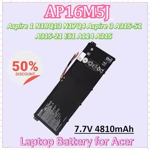 New AP16M5J 7.7V 4810mAh 37WH Laptop Battery for Acer Aspire 1 N18Q13 N17Q4 Aspire 3 A315-51 A315-21