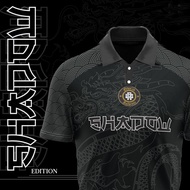 Sublimation Jersey Retro Collar Dragon Black Edition Viral Murah Japanese 2023 New Design Unisex Fashion Streetwear Plus Size Baju Raya Lelaki Dewasa Kanak Kanak