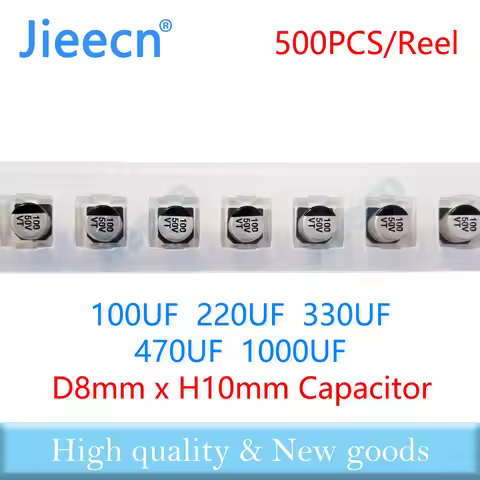 500PCS Aluminum Electrolytic Capacitor SMD 8*10 100UF 220UF 330UF 470UF 1000UF 6.3V 10V 16V 25V 35V 