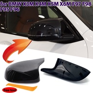 Carbon Fiber Look Black Side mirror cover Replacement for BMW X3M F97 X4M F98 2019-2023 X5M F95 X6M 