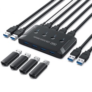 USB KVM Switch USB 3.0 2.0 Switcher KVM Switch Selector for Windows10 PC Keyboard Mouse Printer 4 PC