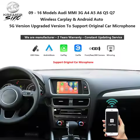 Wireless Apple CarPlay AndroidAuto for 09 - 16 Models Audi MMI 3G A4 A5 A6 Q5 Q7 5G Upgraded Version
