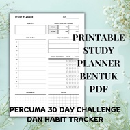 PRINTABLE PDF STUDY PLANNER, 30 DAY CHALLENGE AND HABIT TRACKER