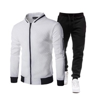 Two-piece Jogging Suit for Men Men Tracksuit Set Mens Tracksuit Two-piece Set – Stand Collar Zipper 
