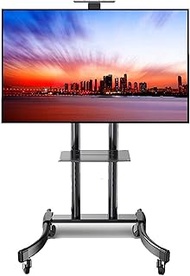 Tv Rack stand wall bracket Rolling TV Stand with 2 Shelfs, Tall Heavy Duty Swivel Universal TV Cart for 32/42/43/49/50/55/65 inch Plasma/LCD/LED TVs, Load 70kg TV Rack