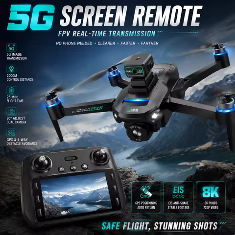 Drone GPS Intelligent Obstacle Avoidance HD Dual Camera 5G Screen Remote 5G Image Transmission 2KM F