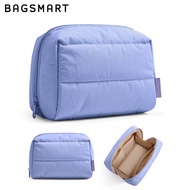 BAGSMART กระเป๋าแต่งหน้า กระเป๋าเครื่องสําอางสําหรับเดินทาง กระเป๋าเปิดกว้าง Puffy เบาะ Make Up กระเ