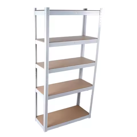 5-Tier Laminated White Metal Shelving Unit Adjustable Garage Storage Utility Rack Heavy Duty Shelves
