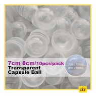 (10pcs) 7cm 7.5cm 8cm 70mm 75mm 80mm Transparent Capsule Ball Empty Ball Lucky Draw Ball Gashapon Ga