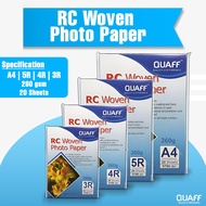 QUAFF RC Woven Photo Paper 260gsm No Back Print A4 - 5R - 4R - 3R Size (20 sheets / pack)