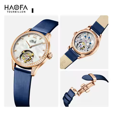 Haofa Ladies Manual Flying Tourbillon Watch Luxury Limited Sapphire Mechanical Watches for Women rel