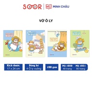 OLY notebook for Minh Chau students, 4 squares, 17x24cm, 100gsm, 48 - 80 pages (Code 1020-1021)