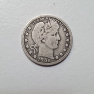 koin liberty quarter dollar 1906 USA