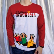 KATUN MERAH 28S/ COTTON T-SHIRT Red and white long-sleeved t-shirt for August 17th, 80HUT RI mother 