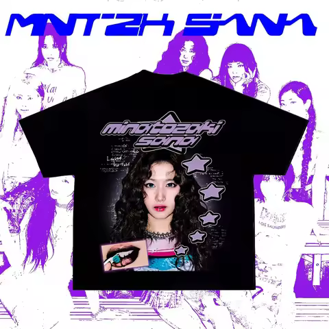 Korean Girl Group TWICE Member MINATOZAKI SANA T-shirt 2026Summer New Men Women Cotton Unisex Oversi