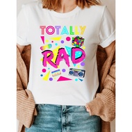 80s Retro Costume T-Shirt Compatible for 80s 90s Theme Parties-Vintage 80s Letter Print Short Sleeve