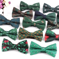 Green Men Bowtie Classic Bow tie For Men Women Bowknot Casual Boys Bow Ties Cravats Floral Bow ties For Wedding Party Male Tie