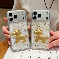 3D Korean Gold Little Horse Get Money Right Now Glitter Sequin Transparent Phone Case For Samsung Ga