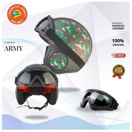 Pororo Retro Children's Motorcycle Helmet for ages 2-6 years, ARMY motif, free SKY glasses