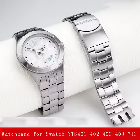 Concave mouth bracelet for Swatch YTS401 402 403 409 713 precision steel watch stainless steel metal