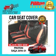 Proton Saga VVT 2016 Leather Black with Red Side PVC Cushion Cover Car Seat Cover PVC