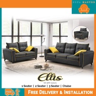 Sofa Master - Ellis 1/2/3 Seater and Chaise Fabric Sofa Set In Black/Yellow