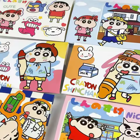 2/6 Pcs Crayon Shin-chan Foldable Greeting Cards Cute Anime Shinnosuke Nohara Birthday Party Friend 