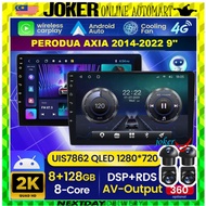 PERODUA AXIA 2014-2022 9'' (360 CAMERA 8GB RAM 128GB CARPLAY IPS 2.5d DSP 4G SIM CARD) Android OEM R
