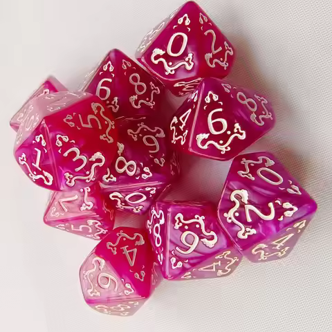 10PCS Acrylic Dragon Themed Dice Set Yellow Purple Gold Red D10 Sharp Corner Dice Polyhedral Dice Fo