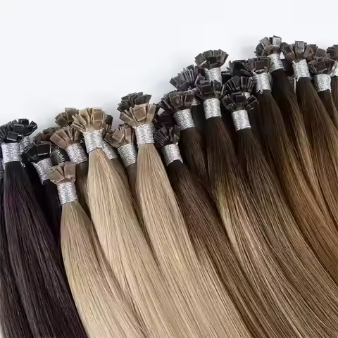 Wholesale Italian Keratin Pre-bonded Human Hair Extensions K Tip Remy Ma Natural Double Flat Tip i T