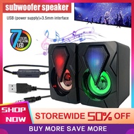 2pc Mini USB Speaker Wired Laptop Desktop Stereo Speaker PC Computer Speaker  Gaming Speaker with RGB LED Light