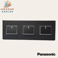 TOMBOL 3 gang switch 3 button wide switch Panasonic Black minimalist Black