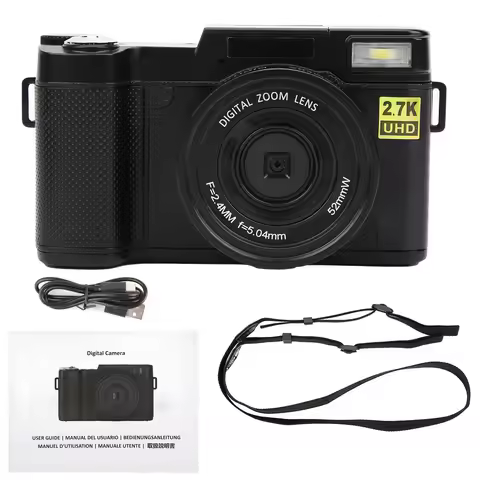 Digital Camera 3in LCD Screen 180 Degree Rotation 2.7K 30MP High Definition USB Charging 2.7K Digita