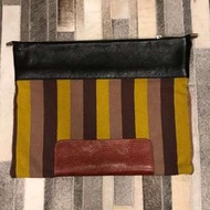 Steve Mono Wool & Leather Clutch
