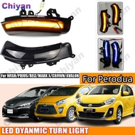 2Pcs Smoke Lens Blue LED Dynamic Turn Signal Light Amber Yellow Sequential Side Rearview Mirror Indicator Blinker Lamp For Perodua MYVI LAGI BEST AXIA BEZZA ICON Toyota WISH PRIUS