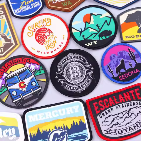 Outdoor Natural Scenery Hook Loop Patch National Forest Park DIY Sewing On Patches for Clothes Mount